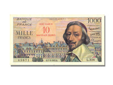Francia, 10 Nouveaux Francs on 1000 Francs, 1955-1959 Overprinted with ''Nouv...