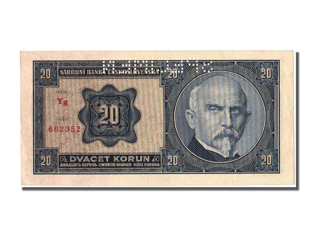 Czechoslovakia, 20 Korun, 1926, KM #21s, 1926-10-01, UNC(65-70), Yg