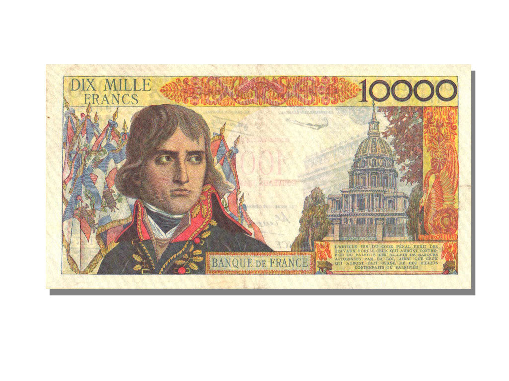France, 100 Nouveaux Francs on 10,000 Francs, 1955-1959 Overprinted with...