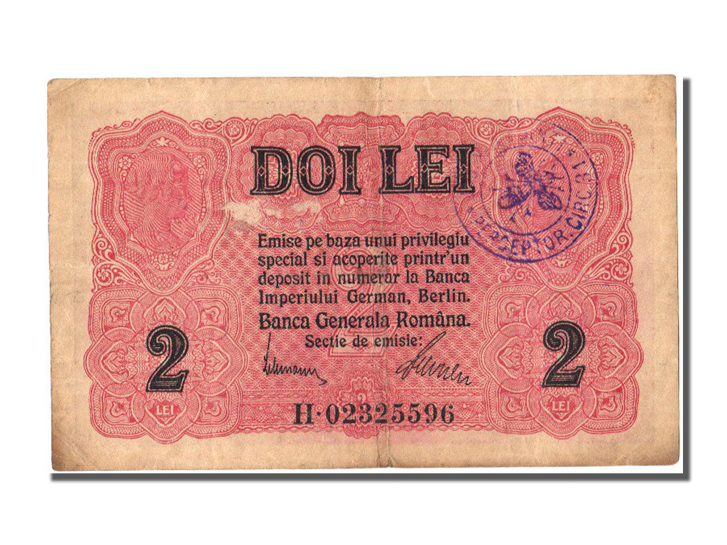 Romania, 2 Lei, 1917, KM #M4, EF(40-45), H