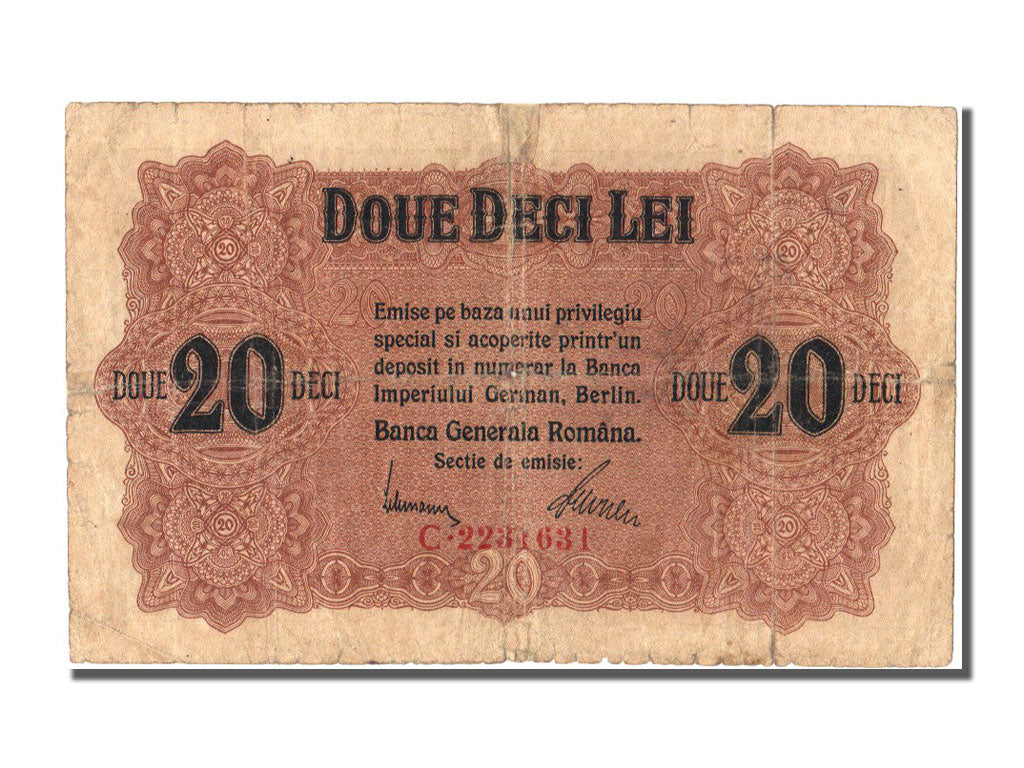 Romania, 20 Lei, 1917, KM #M6, VF(20-25), C