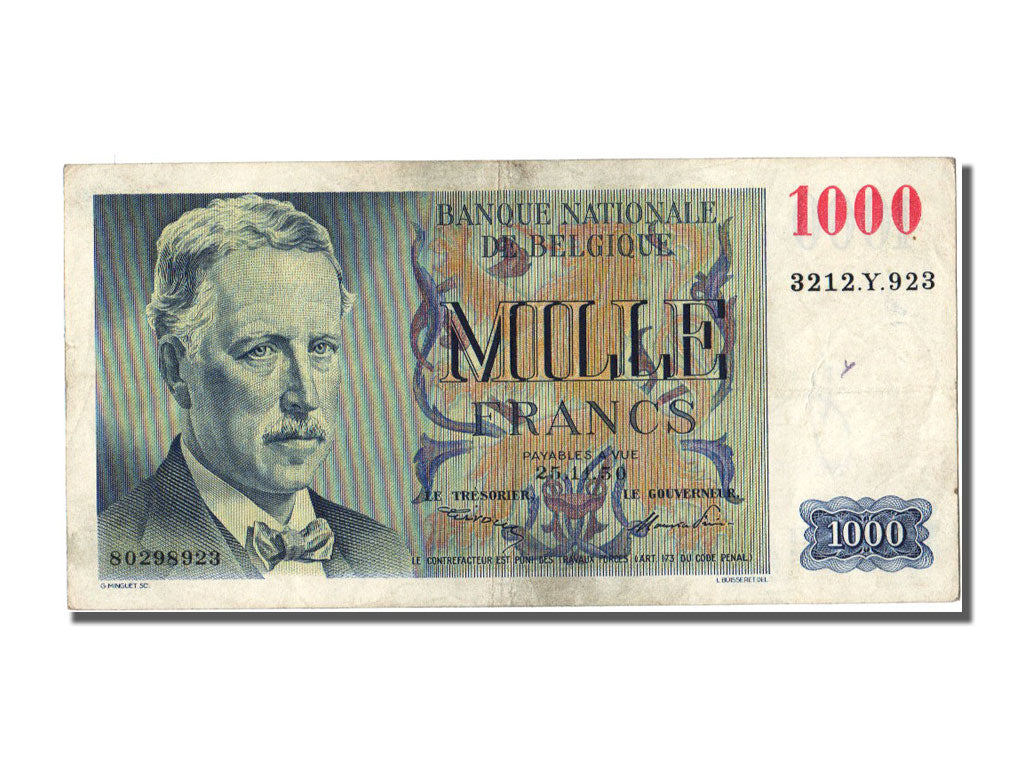 Banknote, Belgium, 1000 Francs, 1950, 1950-11-25, EF(40-45)
