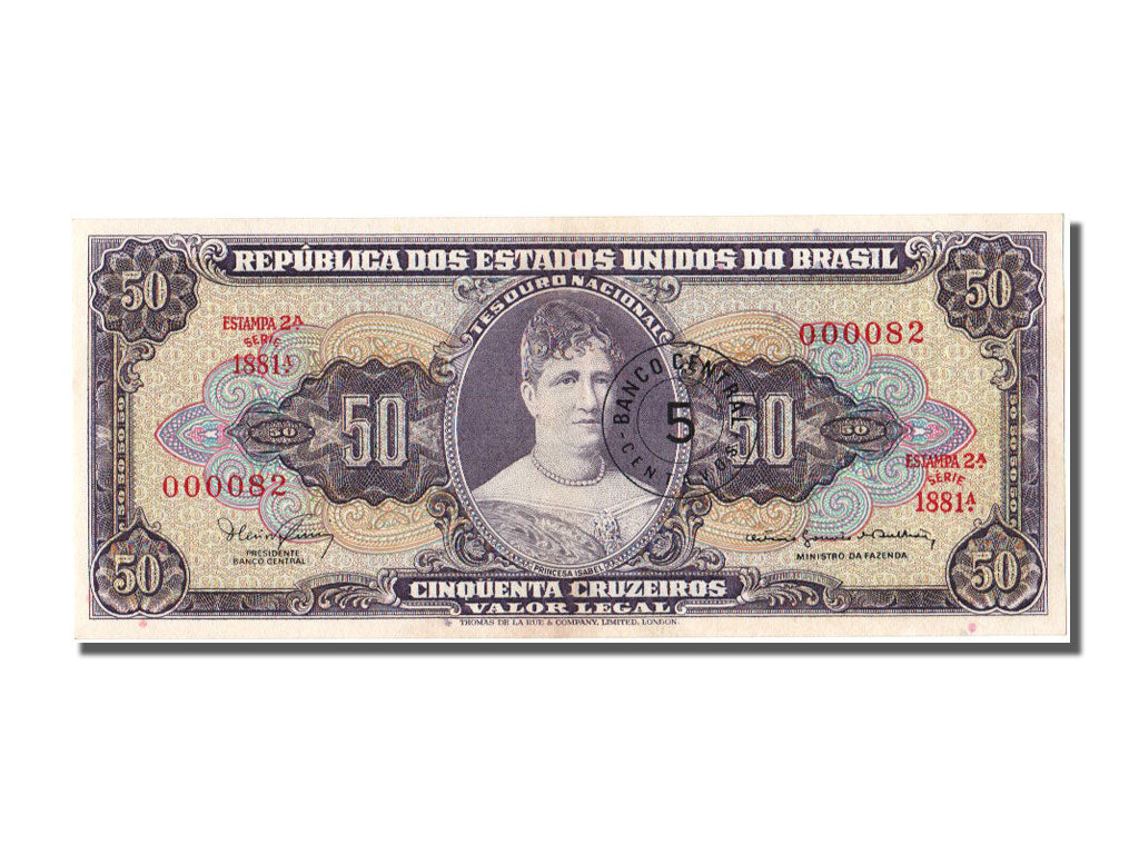 Banknote, Brazil, 5 Centavos on 50 Cruzeiros, 1966, UNC(65-70)