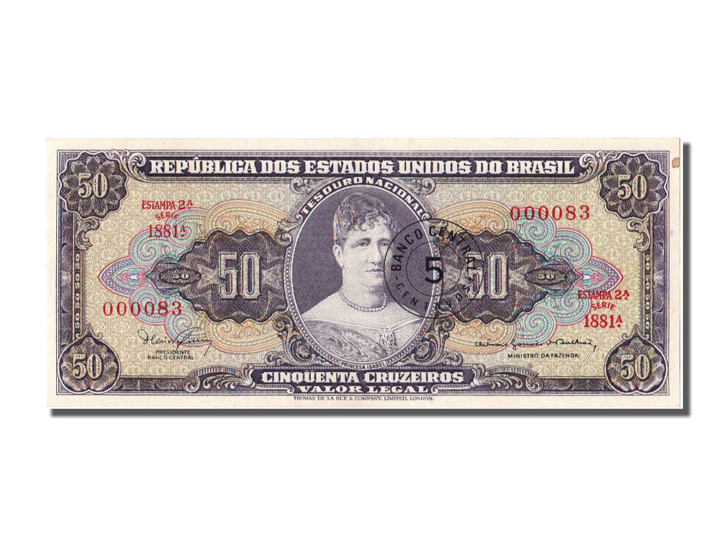Brazil, 5 Centavos on 50 Cruzeiros, 1966, KM #184b, UNC(65-70), 1881A