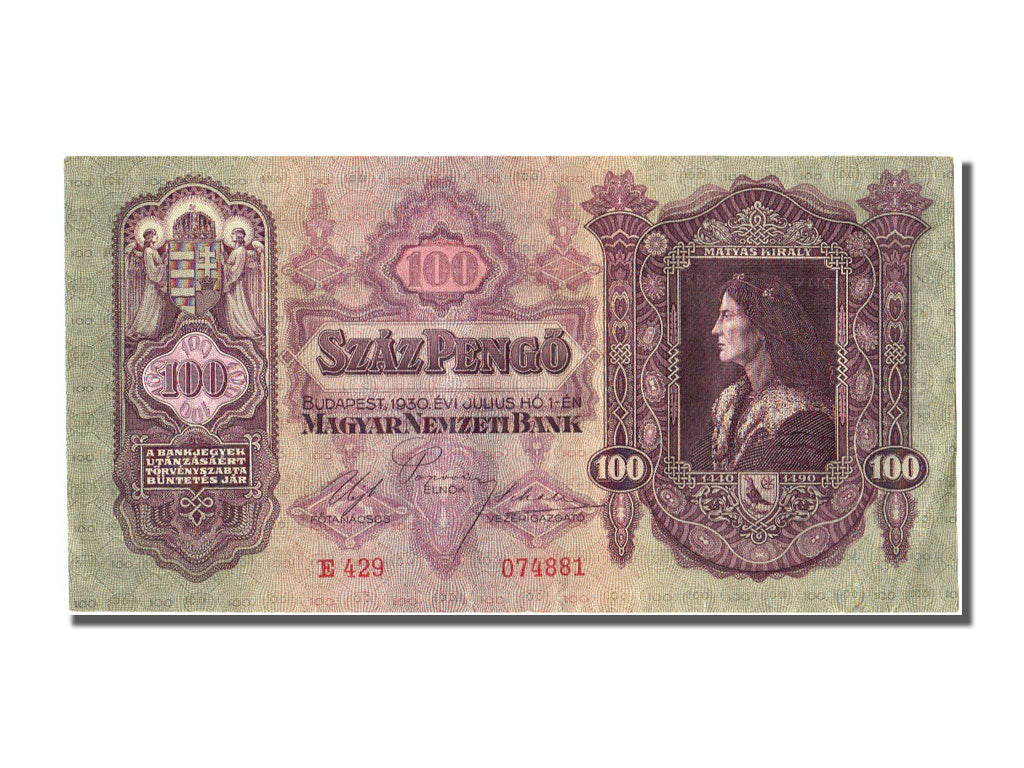 Hungary, 100 Pengö, 1930, KM #98, 1930-07-01, AU(55-58), E