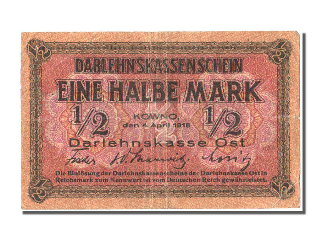 Germany, 1/2 Mark, 1918, KM #R127, 1918-04-04, VF(30-35), B