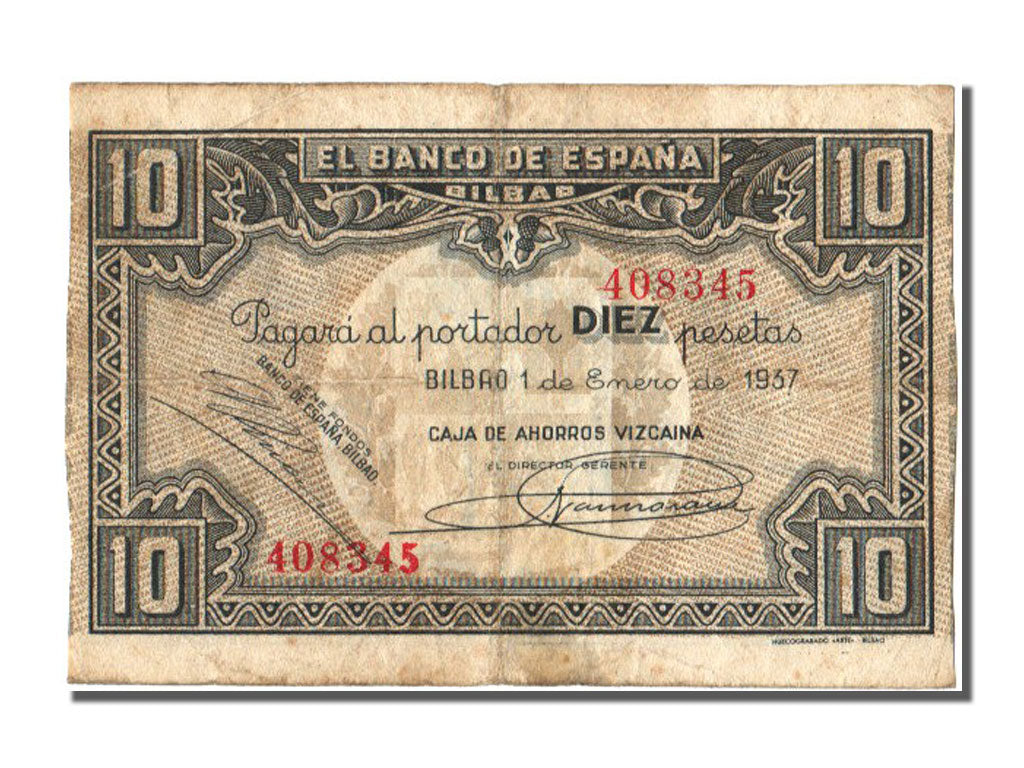 Spain, 10 Pesetas, 1937, KM #S562, 1937-01-01, VF(30-35)