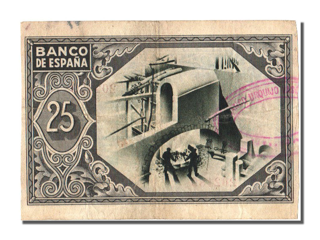 Spain, 25 Pesetas, 1937, KM #S563, 1937-01-01, EF(40-45)