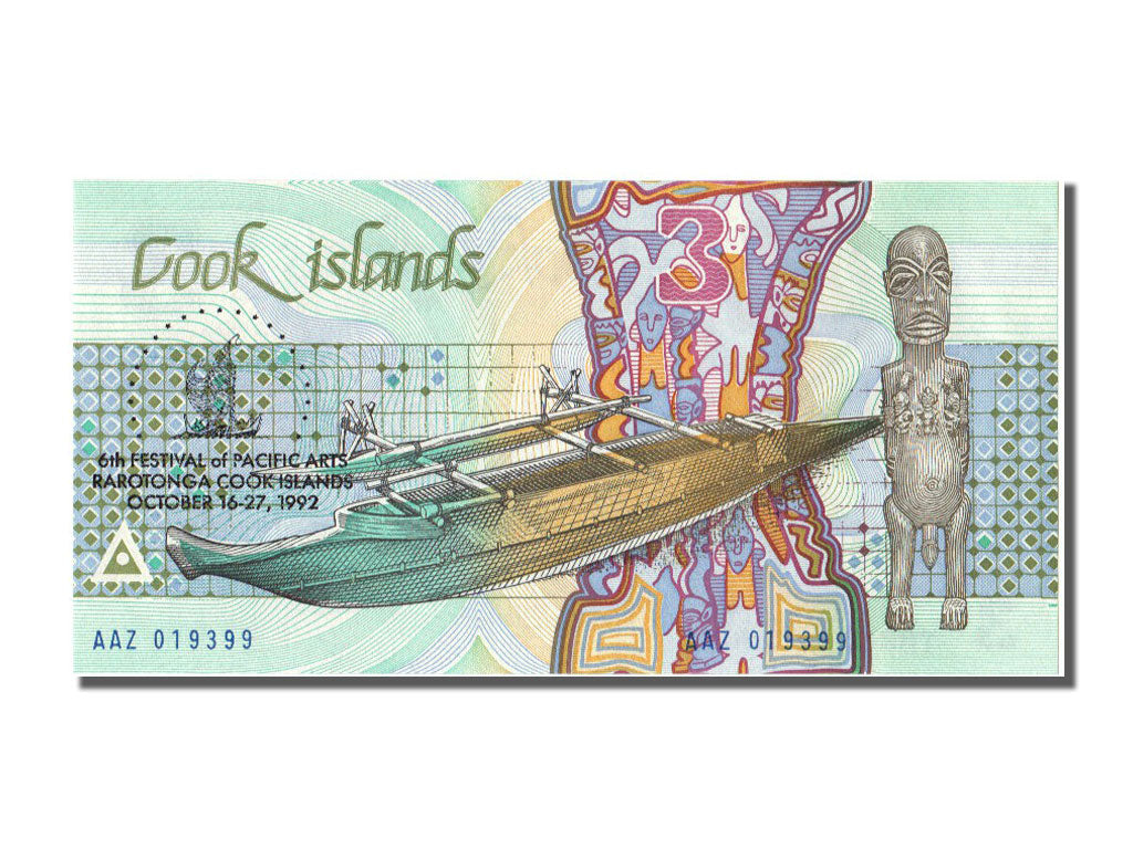 Cook Islands, 3 Dollars, 1992, KM #6, 1992-10-06, , AAZ