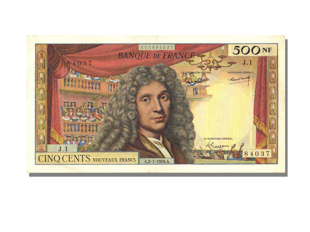 FRANCE, 500 Nouveaux Francs, 1959, KM #145a, 1959-07-02, AU(50-53), J.1,...