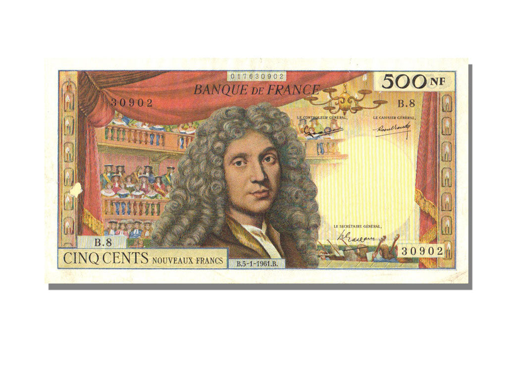 FRANCE, 500 Nouveaux Francs, 1961, KM #145a, 1961-01-05, VF(20-25), J.1,...