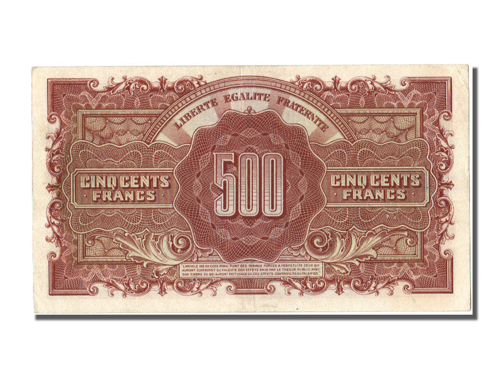 France, 500 Francs, 1943-1945 Marianne, 1945, KM #106, 1945-06-01, AU(55-58),...
