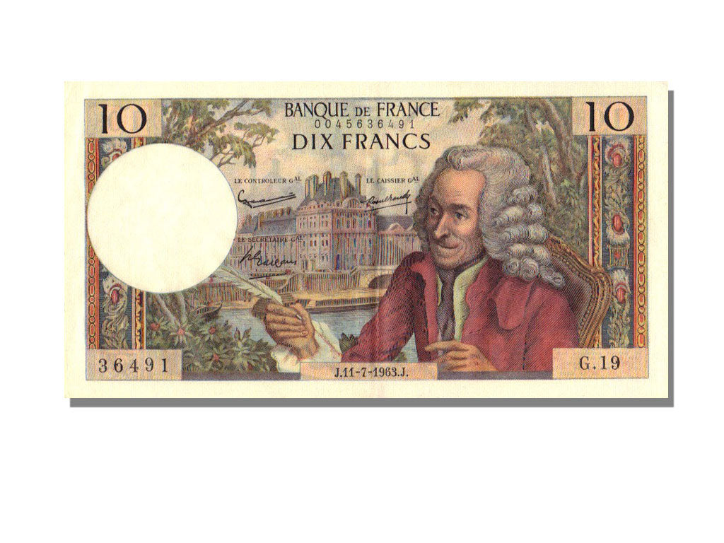 France, 10 Francs, 10 F 1963-1973 ''Voltaire'', 1963, KM #147a, 1963-07-11,...