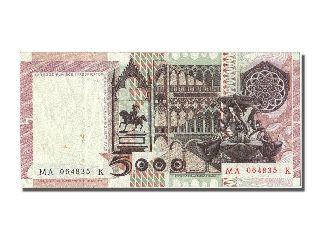 Italy, 5000 Lire, 1982, KM #105b, 1982-11-03, EF(40-45), MA K