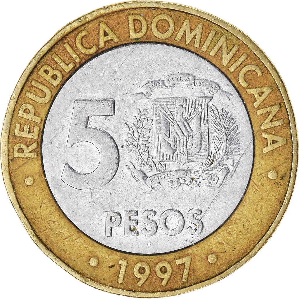 Münze, Dominican Republic, 5 Pesos, 1997