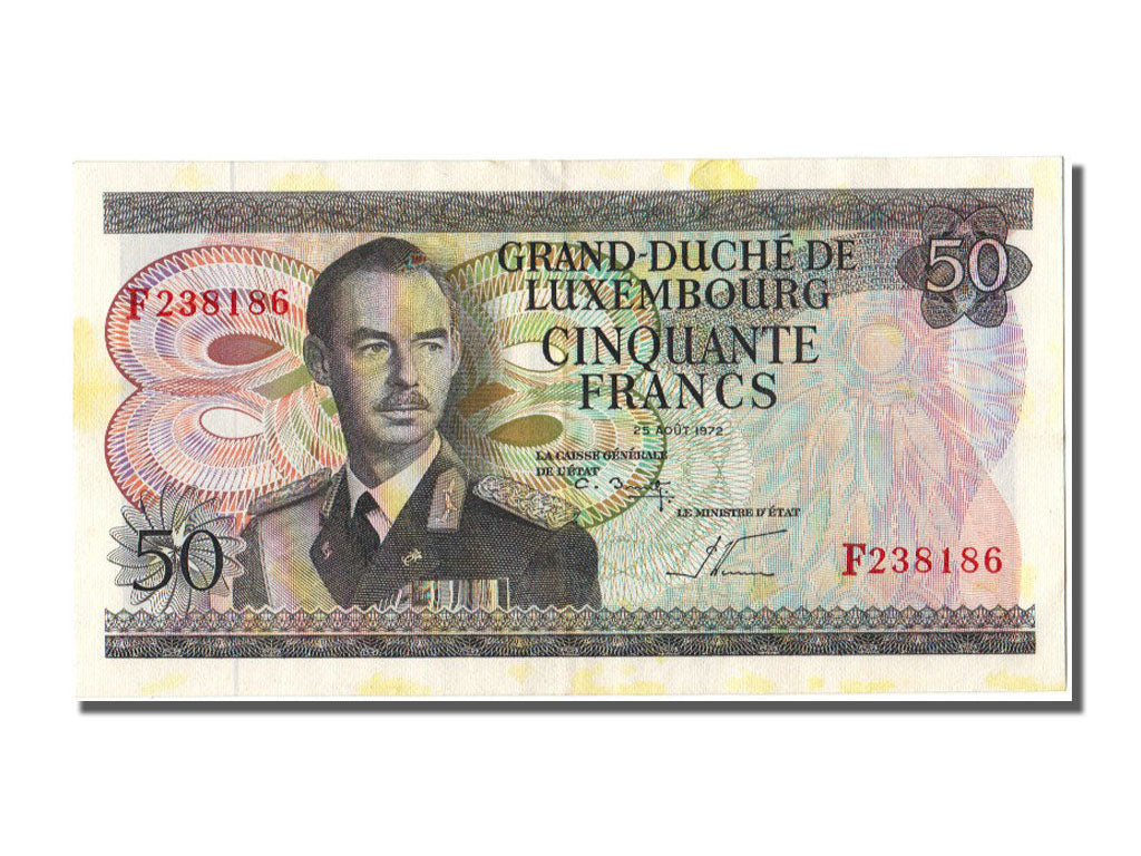 Luxembourg, 50 Francs, 1972, KM #55b, 1972-08-25, AU(50-53), F
