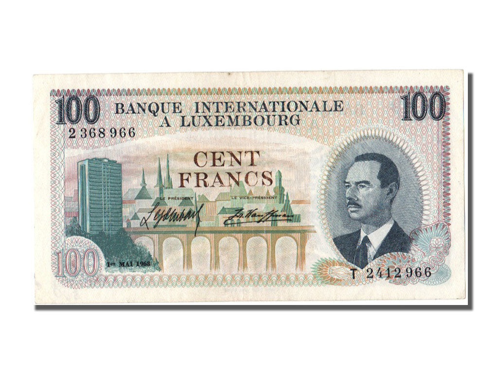 Luxembourg, 100 Francs, 1968, KM #14a, 1968-05-01, AU(50-53), T