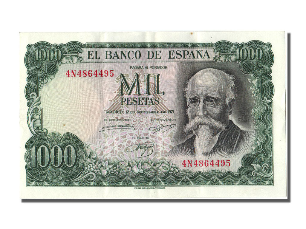 Banknote, Spain, 1000 Pesetas, 1971, 1971-09-17, AU(50-53)