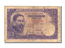 Spain, 25 Pesetas, 1954, KM #147a, 1954-07-22, VF(20-25), N
