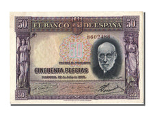 Spain, 50 Pesetas, 1935, KM #88, 1935-07-22, AU(55-58)