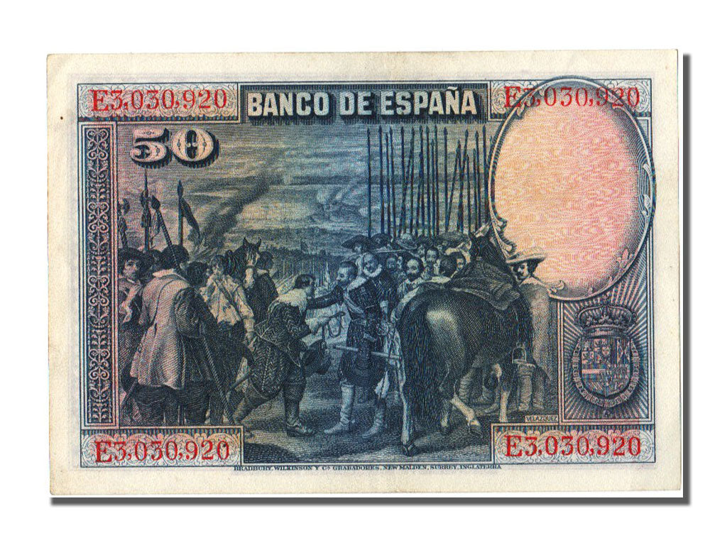 Spain, 50 Pesetas, 1928, KM #75b, 1928-08-15, EF(40-45), E