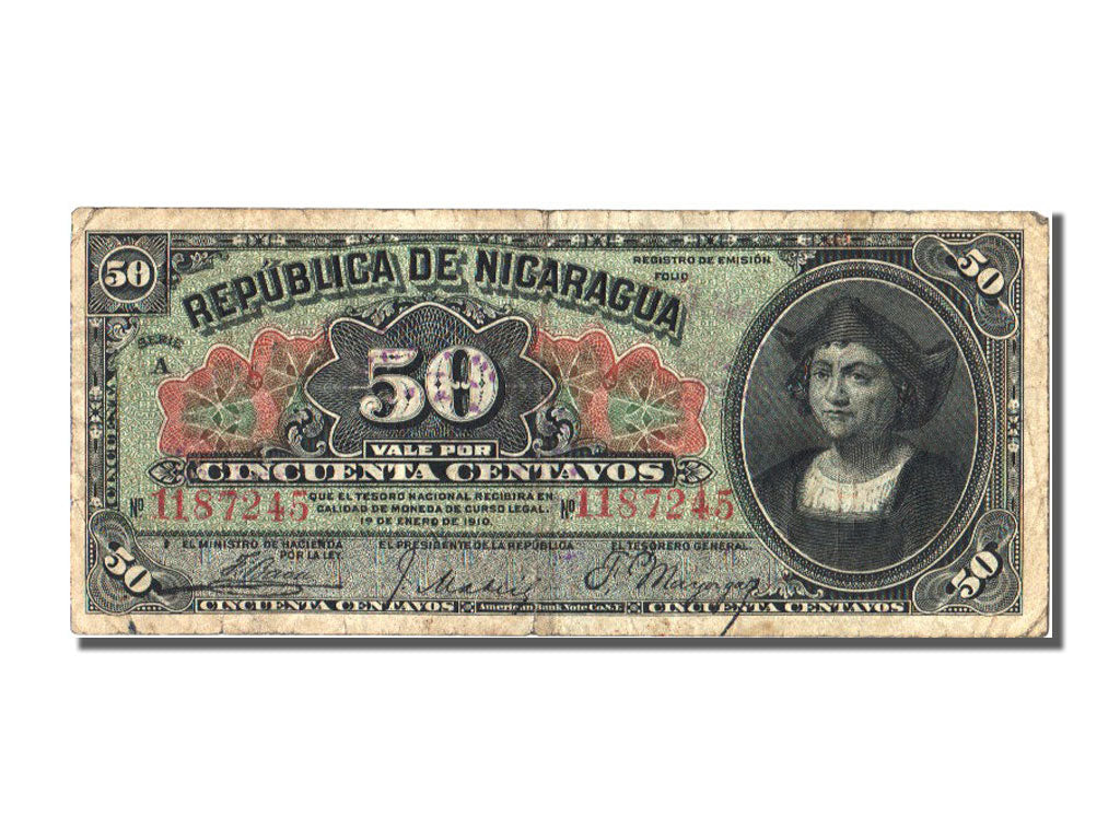 Nicaragua, 50 Centavos, 1910, VF(20-25)