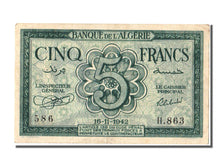 Algeria, 5 Francs, 1942, KM #91, 1942-11-16, AU(55-58), H