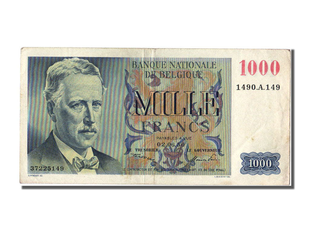 Banknote, Belgium, 1000 Francs, 1950, 1950-06-02, EF(40-45)