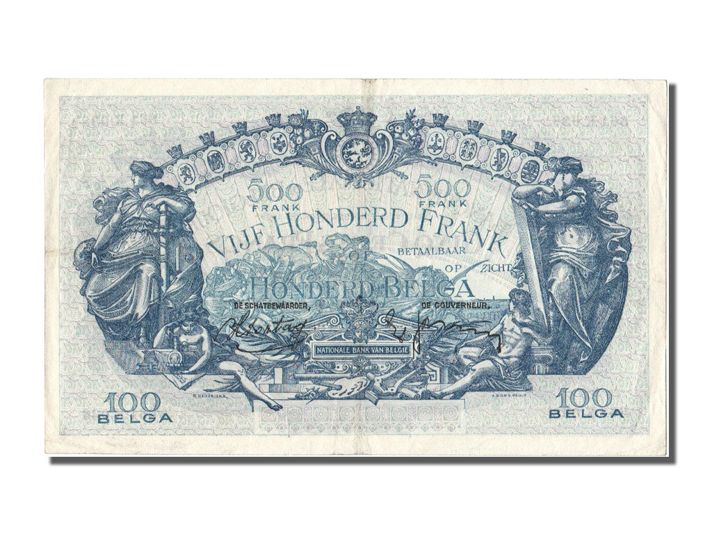 Belgium, 500 Francs-100 Belgas, 1938, KM #109, 1938-09-21, AU(55-58), K