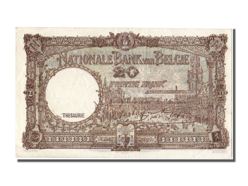 Banknote, Belgium, 20 Francs, 1941, 1941-09-11, AU(50-53)