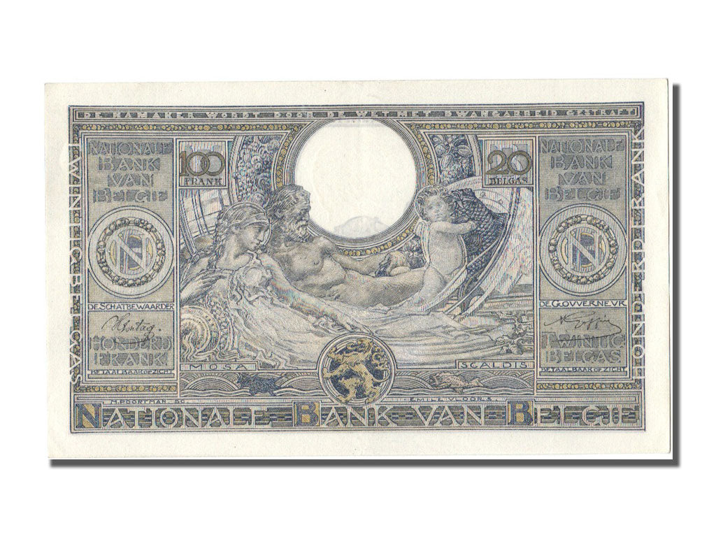 Belgium, 100 Francs-20 Belgas, 1943, KM #107, 1943-07-14, UNC(63), C
