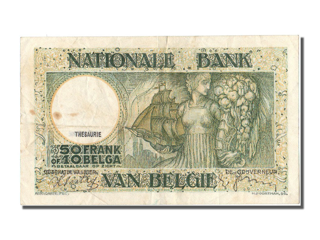 Banconote, Belgio, 50 Francs-10 Belgas, 1938, 1938-02-03, BB