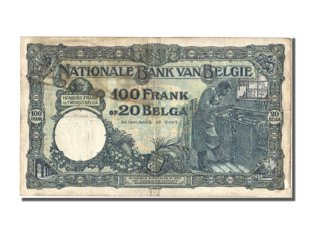 Belgium, 100 Francs-20 Belgas, 1932, KM #102, 1932-07-13, EF(40-45), K