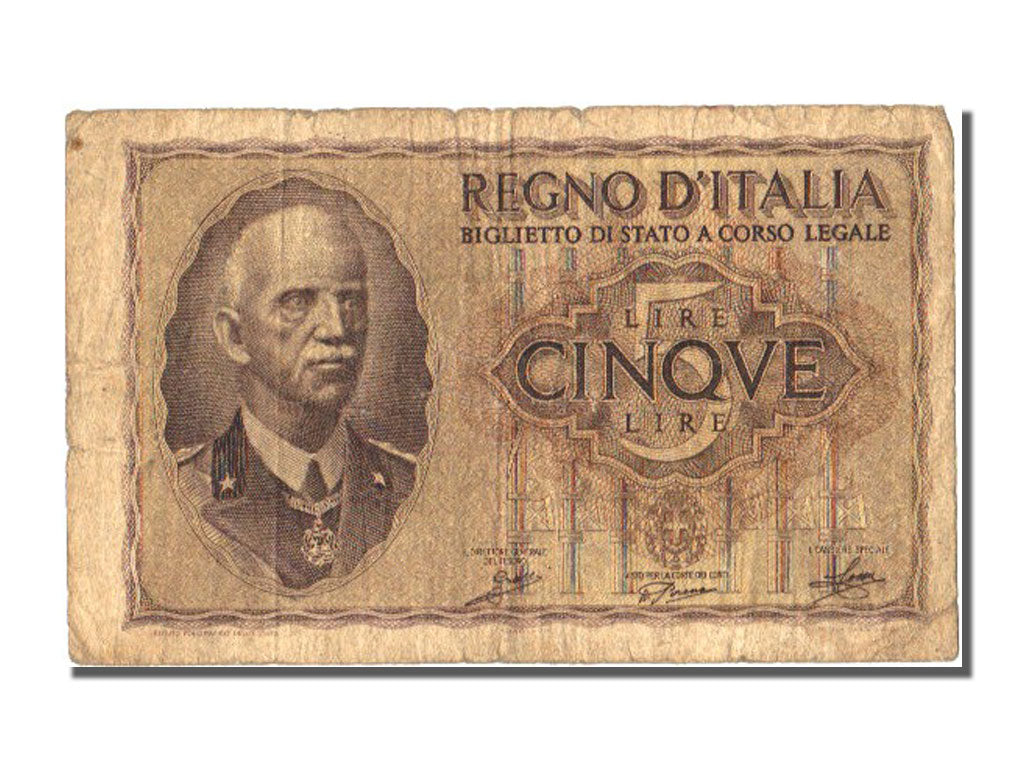 Italy, 5 Lire, 1939, VF(30-35)