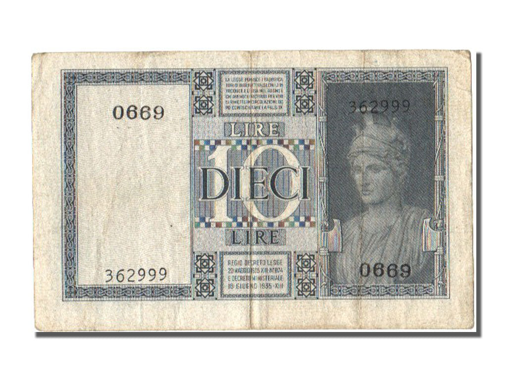 Italy, 10 Lire, 1944, KM #25c, EF(40-45)