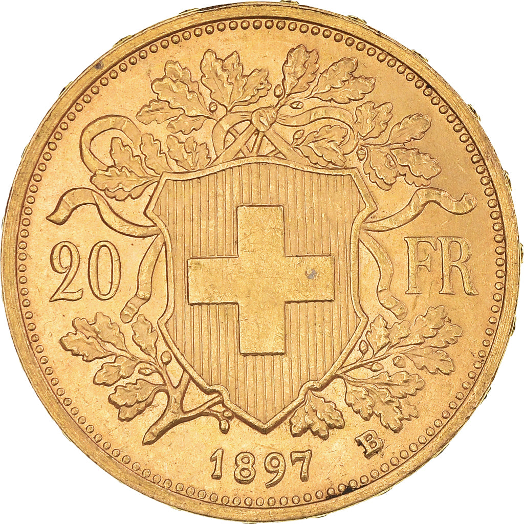 Moneda, Suiza, 20 Francs, 1897, Bern, SC, Oro, KM:35.1