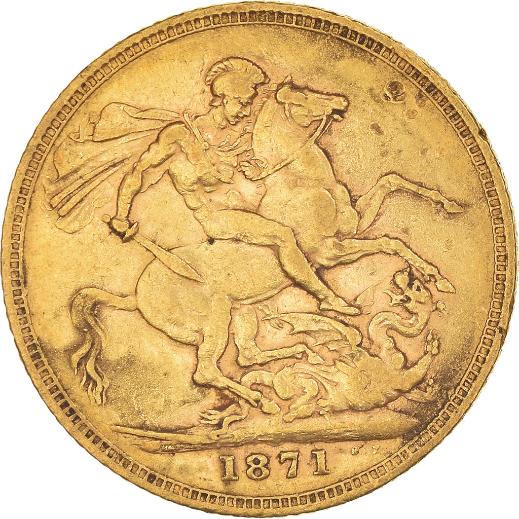 Coin, Great Britain, Victoria, Sovereign, 1871, EF(40-45), Gold, KM:752