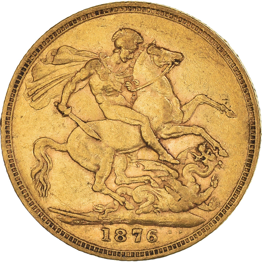 Coin, Great Britain, Victoria, Sovereign, 1876, EF(40-45), Gold, KM:752