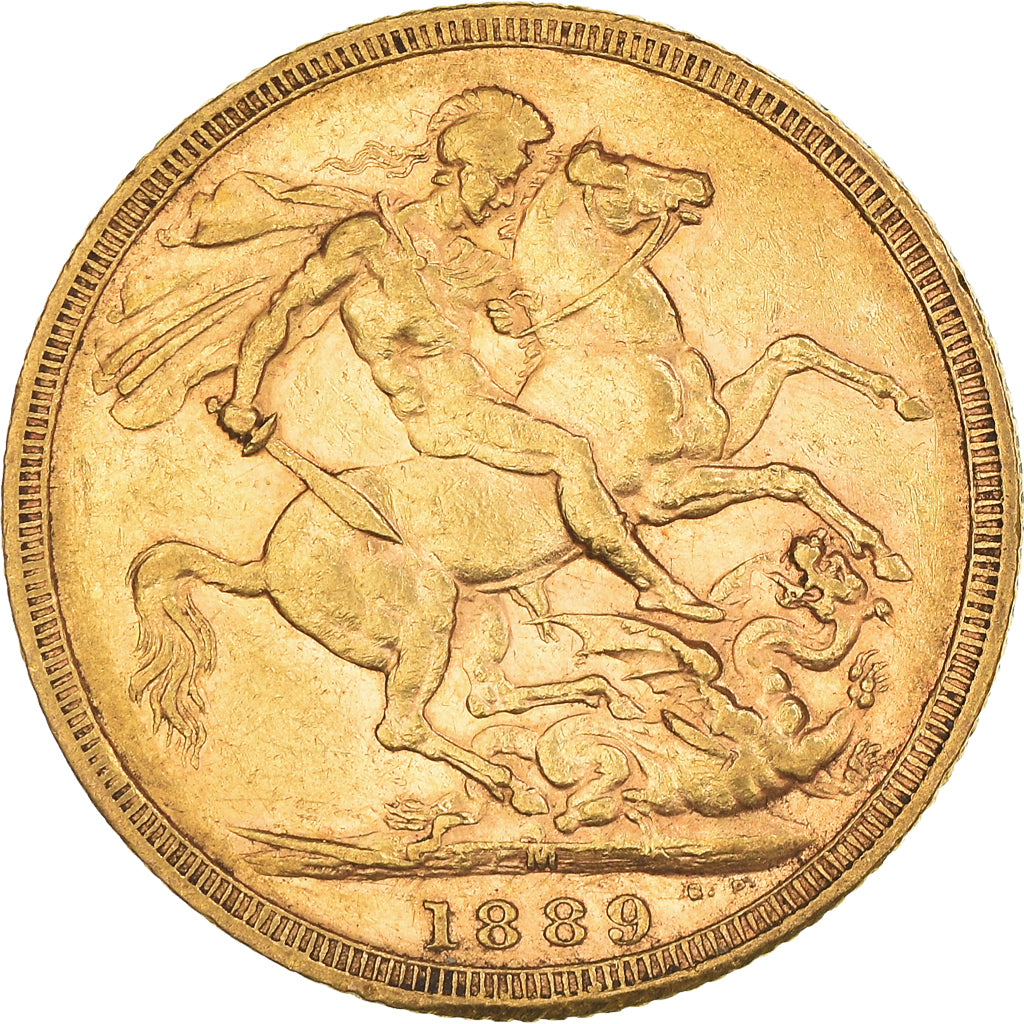 Moneta, Australia, Victoria, Sovereign, 1889, Melbourne, BB, Oro, KM:10