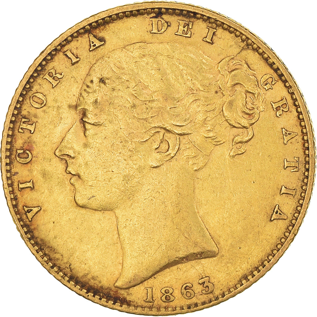 Monnaie, Grande-Bretagne, Victoria, Sovereign, 1863, TTB, Or, KM:736.2