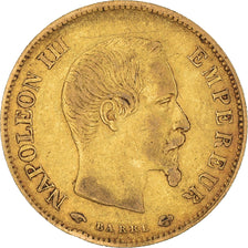 Moeda, França, Napoleon III, 10 Francs, 1858, Paris, EF(40-45), Dourado