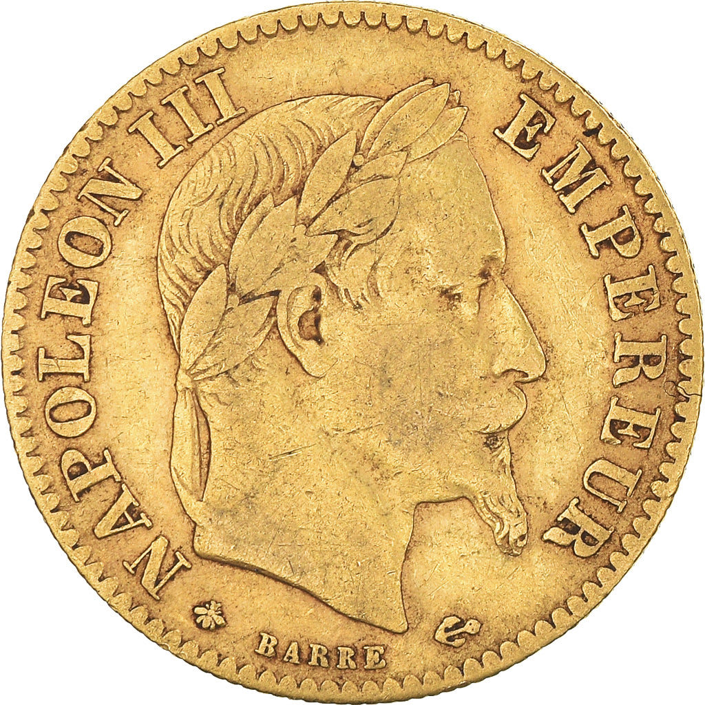 Moneta, Francja, Napoleon III, 10 Francs, 1864, Paris, VF(30-35), Złoto
