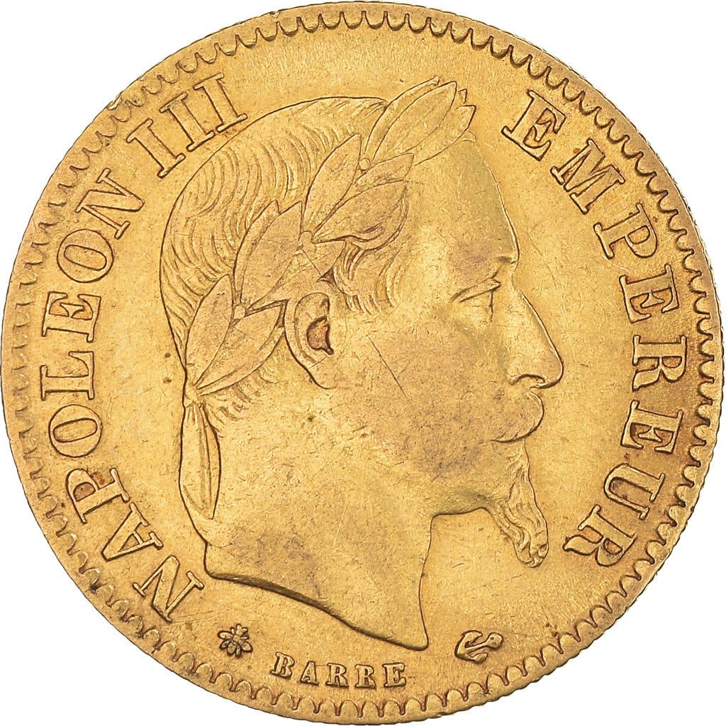 Munten, Frankrijk, Napoleon III, 10 Francs, 1865, Paris, FR+, Goud, KM:800.1