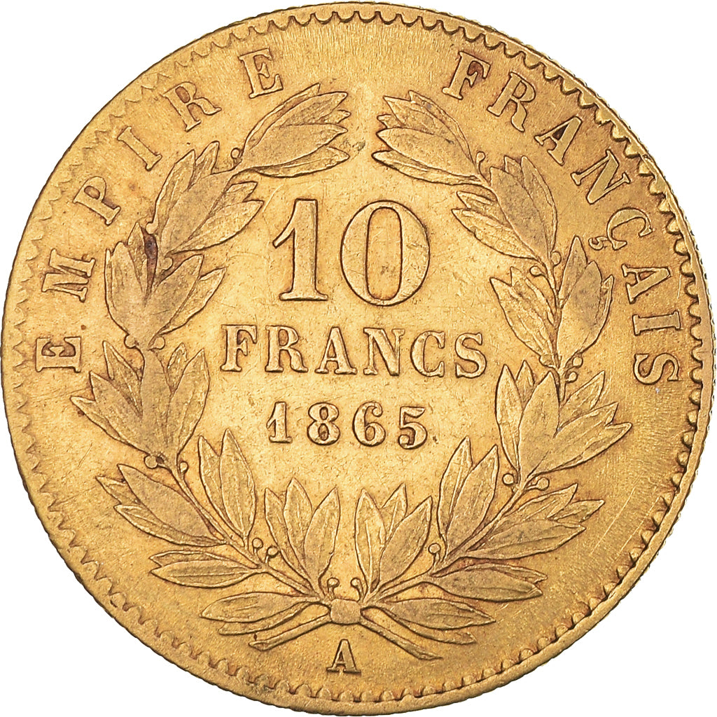 Munten, Frankrijk, Napoleon III, 10 Francs, 1865, Paris, FR+, Goud, KM:800.1