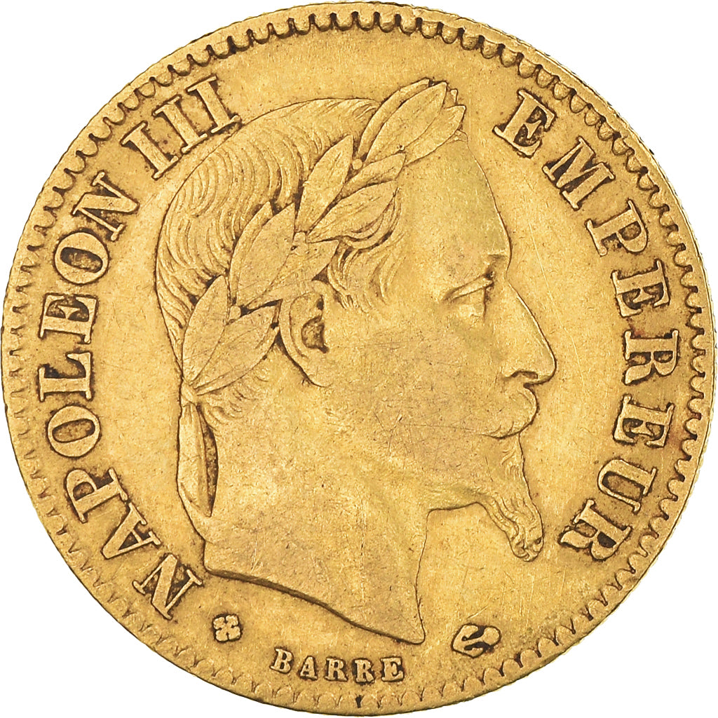 Moneta, Francja, Napoleon III, 10 Francs, 1867, Strasbourg, VF(30-35), Złoto