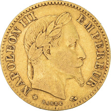 Moneta, Francja, Napoleon III, 10 Francs, 1867, Strasbourg, VF(30-35), Złoto