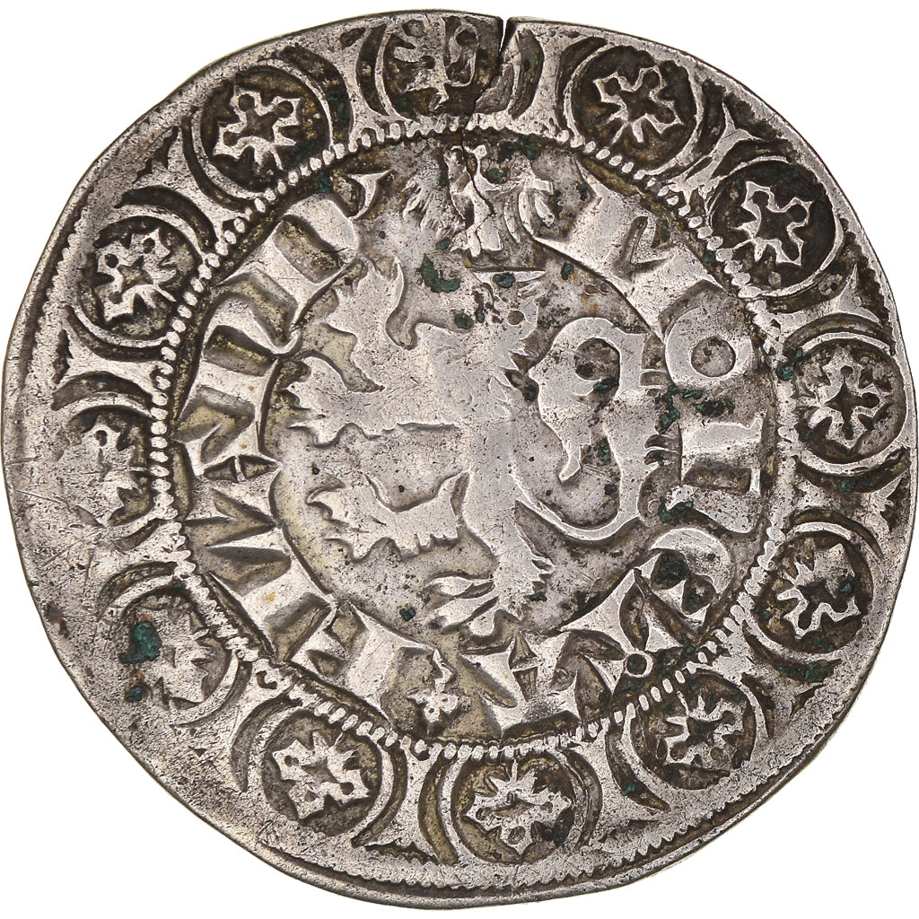 Moneta, Francia, Flanders, Louis II de Mâle, Gros au lion, BB, Argento