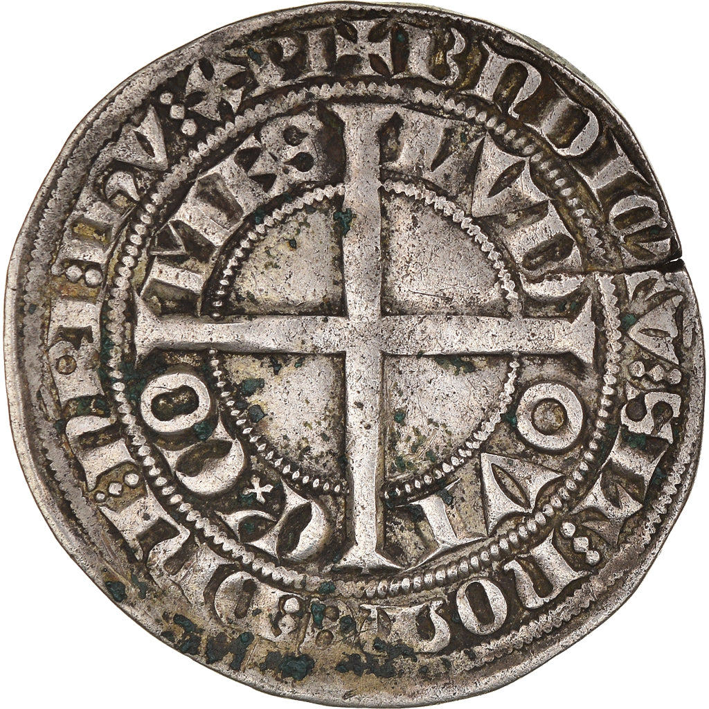Moneta, Francia, Flanders, Louis II de Mâle, Gros au lion, BB, Argento