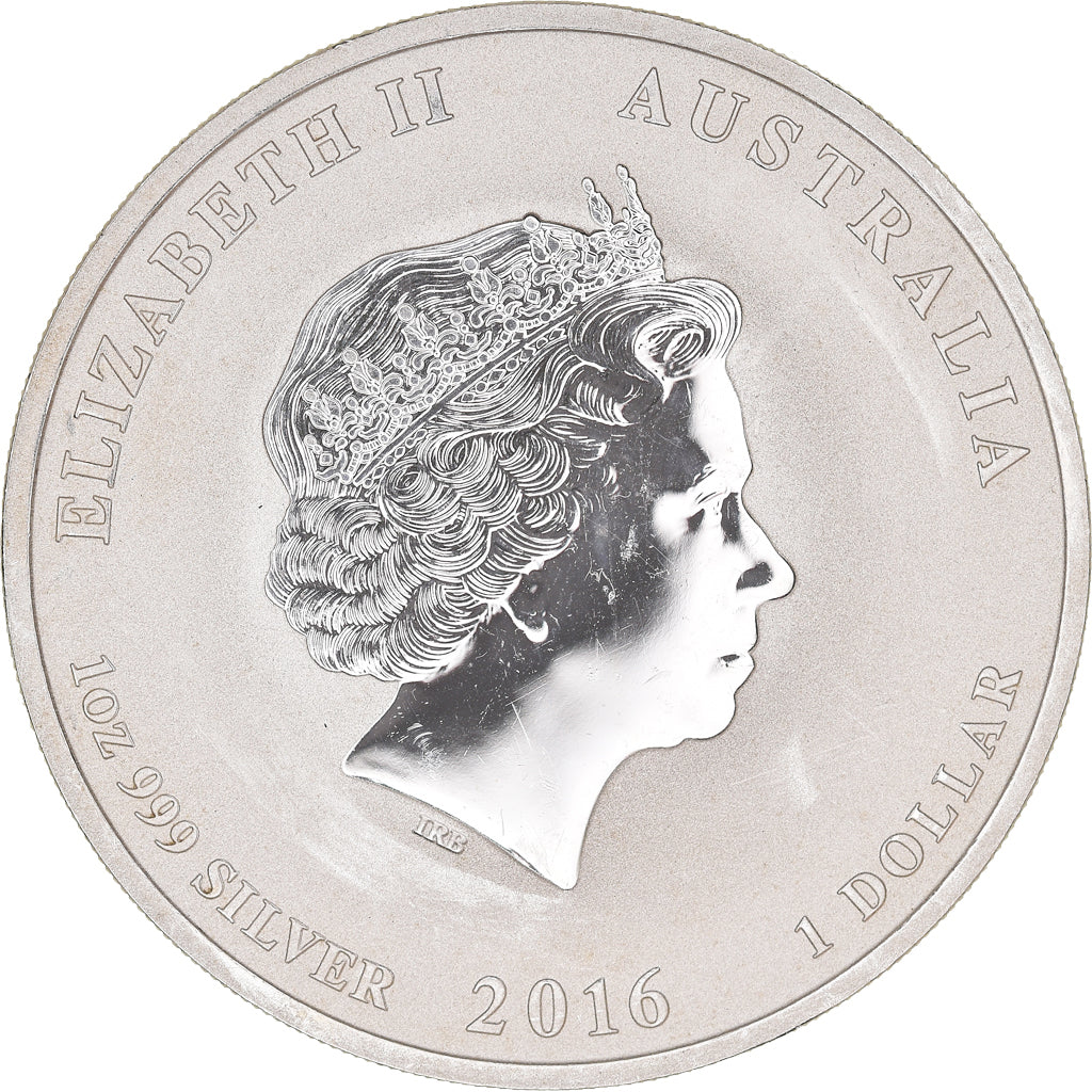 Coin, Australia, Year of the Monkey, 1 Dollar, 2016, 1 Oz, MS(63), Silver
