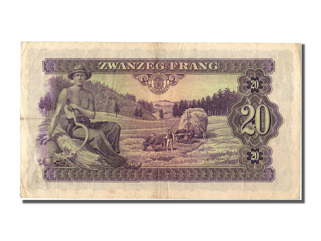 Luxembourg, 20 Frang, 1943, KM #42a, EF(40-45), A